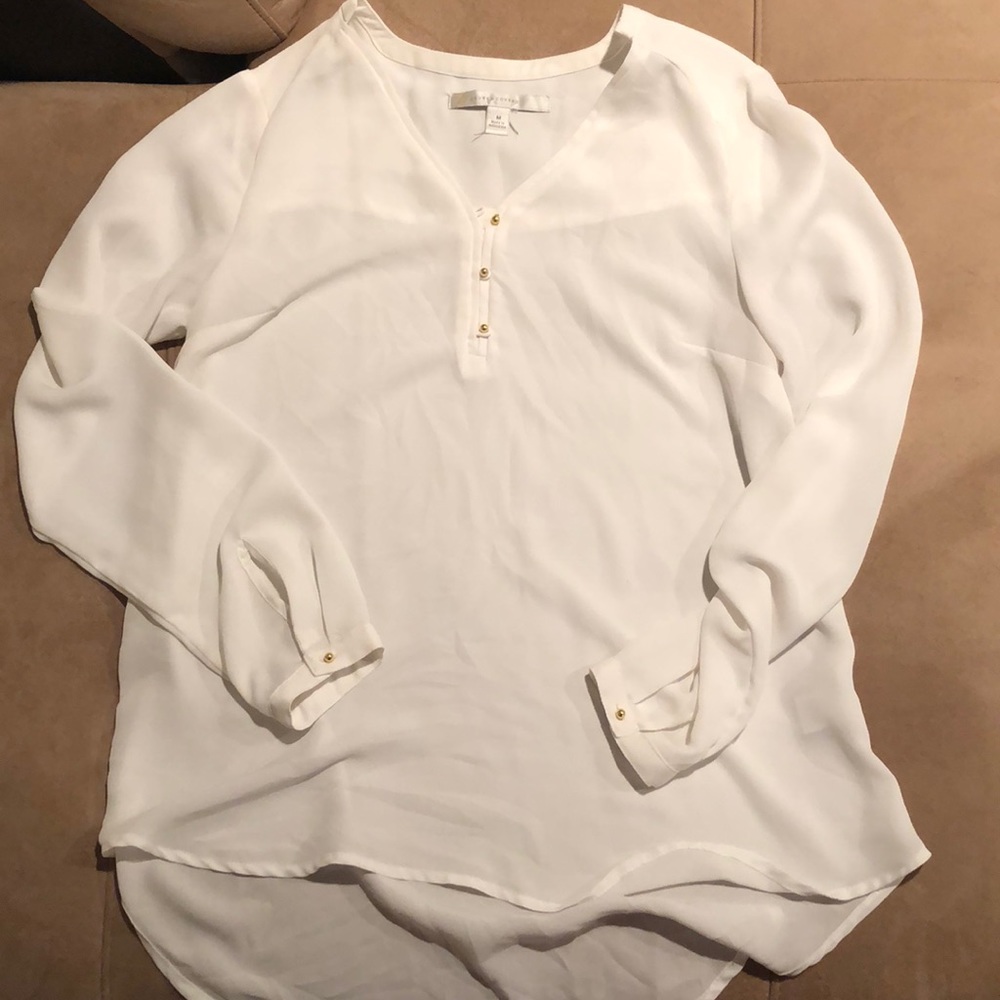 Cream 3/4 sheer dress shirt